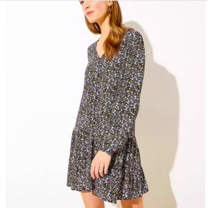 LOFT Ditsy Floral Flippy Tiered Ruffle Dress